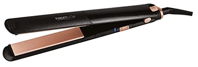 SCARLETT SC-HS60608 - Plancha de pelo para cualquier longitud y tipo de cabello, con placas de cerámica alargadas de 120 mm, 6 niveles de temperatura,