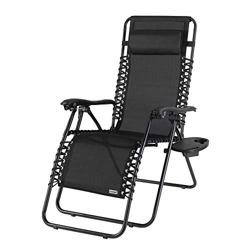 CASARIA Silla Larga y Plegable Negra con Estructura de Acero y poliéster Tumbona Ajustable para jardín características