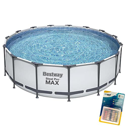 Juego de Piscina Desmontable Steel Pro MAX 4,57x1,07m + Depuradora, Cartucho, Cobertor y Escalera + Kit Test pH / Cloro Piscinas Kabra en oferta