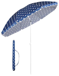 Sekey® Sombrilla Ø 160 cm Parasol para terraza jardín Playa balcón Piscina pati, Protector Solar UV20+ Azul & Blanco precio
