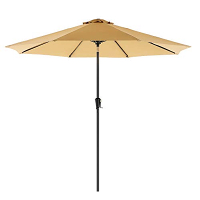 SONGMICS Parasol de jardín Ø 2,7 m, Sombrilla Octogonal, Protección UPF50+, Mecanismo de inclinación y manivela, Balcón, Jardín, Piscina, Base no incl