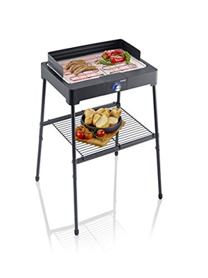 SEVERIN PG 8561 Barbacoa con Patas y Estante, 2200 W, Acero Inoxidable/Plástico, Negro
