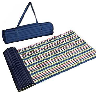 JEMIDI Playa (Espuma acolchada Alfombrilla playa piscina Matte 60 cm x 180 cm Disponible con o sin Cojín, Blau Streifen ohne Kissen