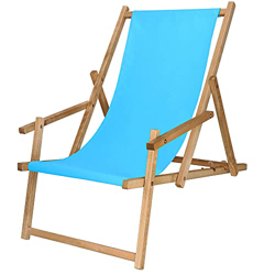 SPRINGOS Tumbona de madera con reposabrazos, 3 niveles, plegable, para balcón, jardín, estructura impregnada (azul) características