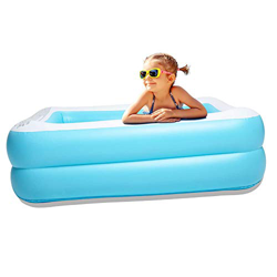 Coota Piscina de Familia rectangular para jardín, de PVC grueso, hinchable para niños, para días de verano, fiestas en el agua, jardín, patio exterior características