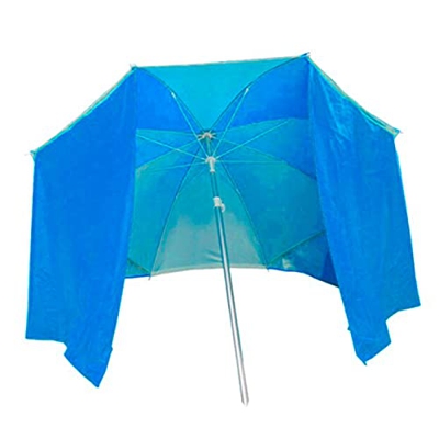 Acan Sombrilla de Nylon con paraviento 200 cm, Parasol Aluminio Playa con Bolsa, mástil diámetro 22-25 mm, Varillas Fibra de Vidrio, Color Aleatorio