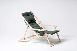 MyDeer - Tumbona plegable de madera | Sillón lounge con cojín | Tumbona para jardín, balcón, camping | Silla plegable con reposabrazos y soporte para  precio