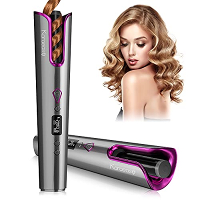 Karaeasy - Rizador de pelo automático profesional, inalámbrico, con revestimiento de cerámica y queratina, con temporizador y temperatura y tecnología
