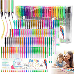 Juego de 100 bolígrafos de gel con purpurina de neón para colorear libros para adultos características