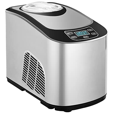 Heladera,Maquina de Helados 1.5L, Heladera con Compresor 140W, Automática con Autorefrigeración, Pantalla LCD, Multifunción (Helado Suave Duro), Máqui