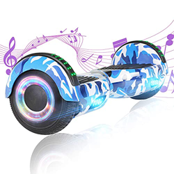 Hoverboard, Patinete Flotante autoequilibrado de 6.5 "con Ruedas, Altavoz Bluetooth, Luces LED para niños y Adultos (Camuflaje Azul) en oferta