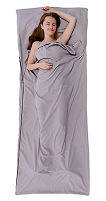 Kjell SPORTS® Saco de dormir 2 en 1 de algodón y manta de viaje XXL, ligero, compacto, fino, para hostales, cabañas, albergues juveniles. Saco de dorm