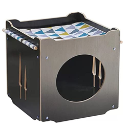 thematys Casa de Madera para Perros con Cubierta de Tela I Casa para Perros I Lugar para Dormir para Mascotas I (Style 4) características