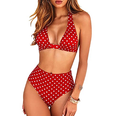 UMIPUBO Mujeres Bikinis Conjuntos de Dos Piezas sin Tirantes Push Up Bikini de Cintura Alta Traje de baño Trajes de baño Halter Ropa de Playa Conjunto