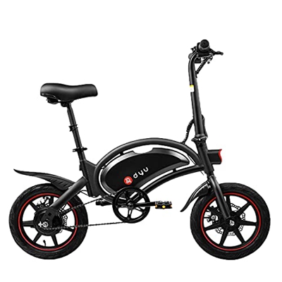 DYU Bicicleta eléctrica Plegable - 14" portátil Bici electricas, Motor 250 W, 36V 10Ah Batería, 20 Km/h, Larga Distancia de 50 km, Ajuste de 3 Modos, 