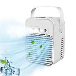 Aire Acondicionado Portátil, Mini Enfriador de Aire Evaporativo con USB, Ventilador, Humidificador, 3 Velocidadesre Climatizador Evaporativo con Luz N en oferta