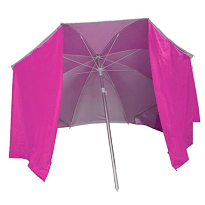 Acan Sombrilla de Nylon con paraviento 180 cm, Parasol Aluminio Playa con Bolsa, mástil diámetro 22-25 mm, Varillas Fibra de Vidrio, Color Aleatorio