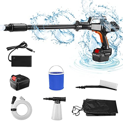 Lavadora a Presión con Portátil,Kacsoo Lavadora A Presión Inalámbrica con 2*1.5 Ah Bateria,Presión Limpiador Pistola De Agua para Lavar Coches Regar F