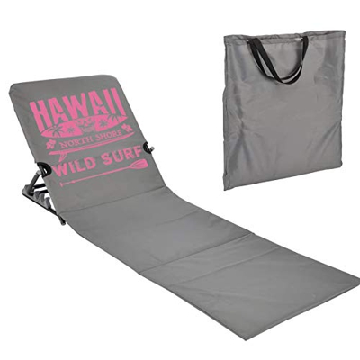 JEMIDI - Esterilla de playa con respaldo y cojín, solo 1,7 kg Laken - Manta para piscina, Gris / Rosa Hawai