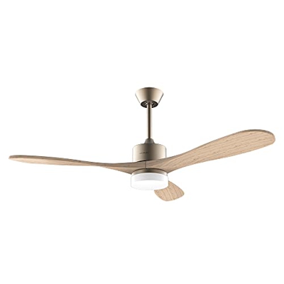 Cecotec Ventilador de Techo con Mando a Distancia, Temporizador y Luz LED EnergySilence Aero 5290 Golden Pro. 35 W, Motor DC, 52", 3 Aspas, 5 Velocida
