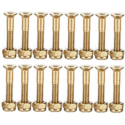 Hainice Skateboard Tornillos Ajuste de Hardware de Longboard Skate Bridge Nail Truck Tornillos Tuercas para reemplazo Gold 25mm 16pcs