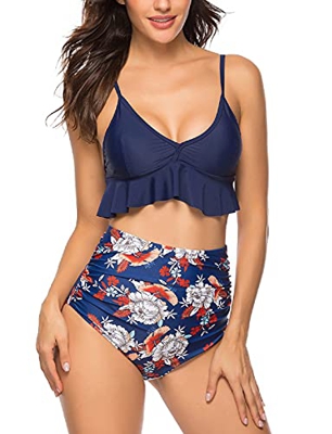 UMIPUBO Bikinis Mujer Push Up Halter Bikini Traje de baño Conjunto de Bikini de Play Acolchado Bra Tops y Braguitas Dos Piezas Bikini Sets Volante Est