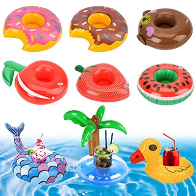Soporte Inflable, Soporte Hinchable para Bebidas, 9 pcs Posavasos Hinchables, Titular de Bebida Inflable, Inflable Bebidas Copa, Flotador Inflable Pos