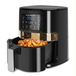 Aigostar Maha - Freidora de aire sin aceite, 4 L, 5 funciones preprogramadas + precalentar, 1600W, ventana de visualización, luz interior independient características