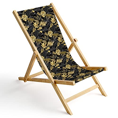 Ferocity Tumbona de Madera Plegable, Silla de Playa con Funda Intercambiable, diseño Palma de Oro 1 [119]