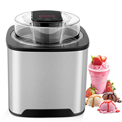 Máquina Hacer Helados, Heladera Cuadrada 2L de Acero Inoxidable,Bajo Consumo,con Temporizador (de 5 a 45 minutos) y Apertura de Tapa, Pantalla LCD, In en oferta
