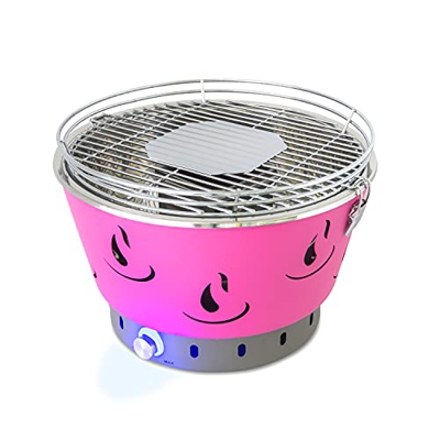 ACTIVA Barbacoa de mesa Airbroil Junior rosa, parrilla de carbón vegetal con ventilación activa.