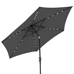 Deuba Sombrilla de Aluminio con 24 Luces LED solares Antracita con manivela Parasol inclinable jardín Playa balcón en oferta