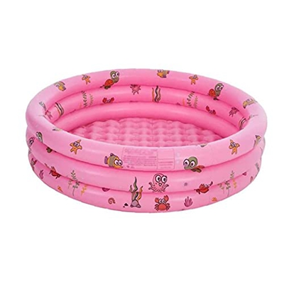 Aiyrchin Piscina Inflable Portátil 100 Cm 3-Anillo Kiddie Bañera Inflable con Rosa Rosa