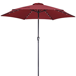 Kingsleeve sombrilla de Aluminio 300cm con 24 Luces LED Solar Rojo manivela Parasol inclinable jardín en oferta