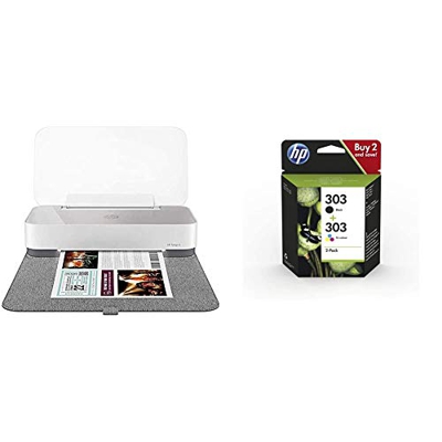 HP Tango X Impresora Tinta, Color, Wi-Fi, Compatible con Instant Ink (3DP65B) + 303XL 3YN10AE Negro y Tricolor, Cartuchos de Tinta de Alta Capacidad O
