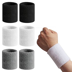 HENGBIRD Juego de 6 muñequeras deportivas, absorben la humedad, unisex, para fútbol, baloncesto, fitness, yoga, correr, tenis (negro, blanco y gris os precio