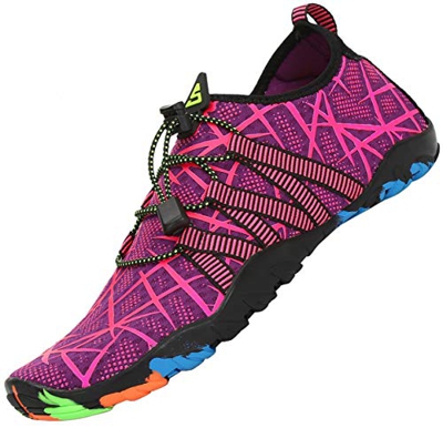 Tmaza Zapatos de Agua Mujer Secado Rápido Escarpines Piscina Respirable Antideslizante Zapatos de Surf para Buceo,Vela,Natacion Violeta Oscuro 39 EU