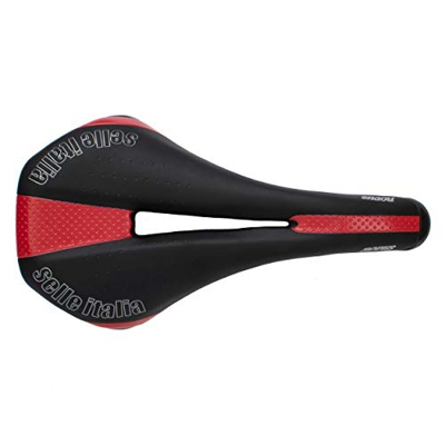 Selle Italia Novus Flow Sillín, Unisex, Negro/Rojo, L