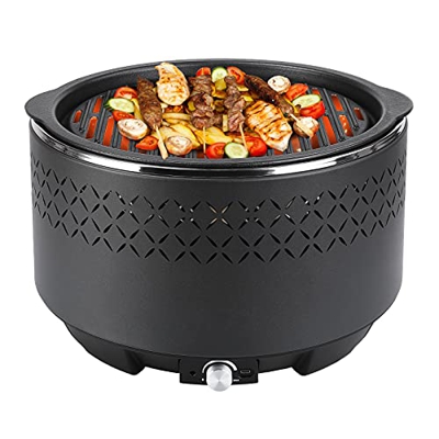 Barbacoa de Carbón sin Humo, con Bolsa de Transporte, Barbacoas Portátiles, USB y Ventilador a Batería, Parrilla al Aire Libre BBQ para Balcón y Acamp