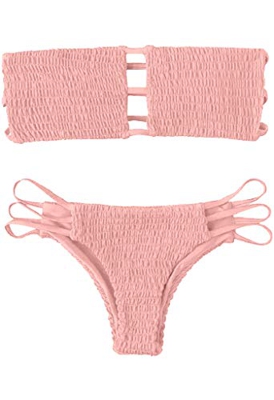 CheChury Mujer Bikini Bandeau Bralette Traje de Baño de Tubo Brasileños Bañador Ropa de Bano Dos Piezas Push Up Traje de baño con Acolchado Conjunto d