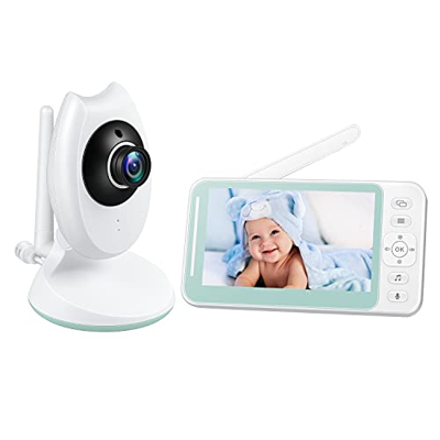 Vigilabebés con pantalla LCD HD de 4,3 pulgadas, cámara con sensor de temperatura y VOX, cámara para bebés con audio bidireccional, visión nocturna, 8