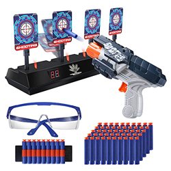 OR OR TU Pistola de Juguetes para Niños Nerf Rebote Automático del Objetivo de Tiro Electrónico Efectos de Sonido y Luz,50 Dardos de Espuma,Gafas Prot características
