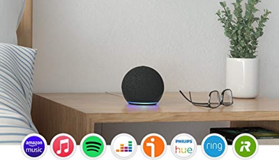 Echo Dot (4.ª generación), Antracita + Philips Hue White Pack de 2 bombillas LED inteligentes, compatible con Bluetooth y Zigbee, no se requiere contr