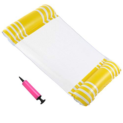 Cuskedye Hamaca inflable para piscina con malla inferior multiusos para silla de estar o tumbona para piscina (amarillo)