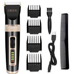 GREFIC Cortapelos Electrónico Maquinilla Cortar Pelo Ajustable indicador LED con 4 Peines Adecuado para Barba, Mudo, Con cable de carga USB, 4 Horas d en oferta