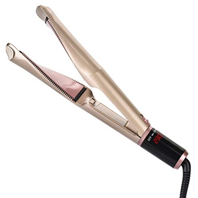 Plancha de Pelo Profesional Plancha Pelo Plancha de Alisado de Cerámica y Antiestática 2 en 1 para Alisar y Rizos & Ondas con 5 Temperatura Ajustable 