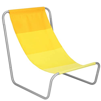 SPRINGOS Tumbona compacta con bolsa de transporte, tamaño: 50 x 60 x 52 cm, con tela Superstar entre las sillas de playa (amarillo)