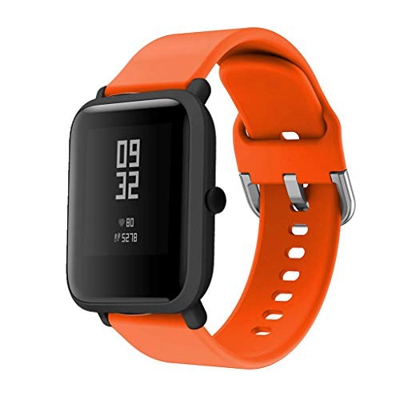 CNBOY Correas de Reloj de Repuesto de Silicona para Xiaomi Huami Amazfit Bip Youth Watch (Naranja, 20mm)
