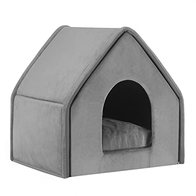 EUGAD Caseta para Perros Casa para Mascotas Cachorro de Bulldog Francés Jack Russell Terrier Gris M 45x40x45cm 0017GD