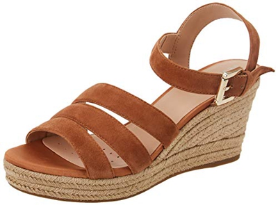 Geox D Soleil C, Sandalias de cuña Mujer, coñac, 38 EU